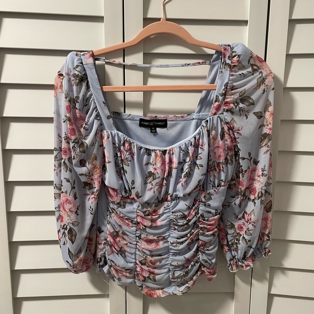 Blue Floral Blouse